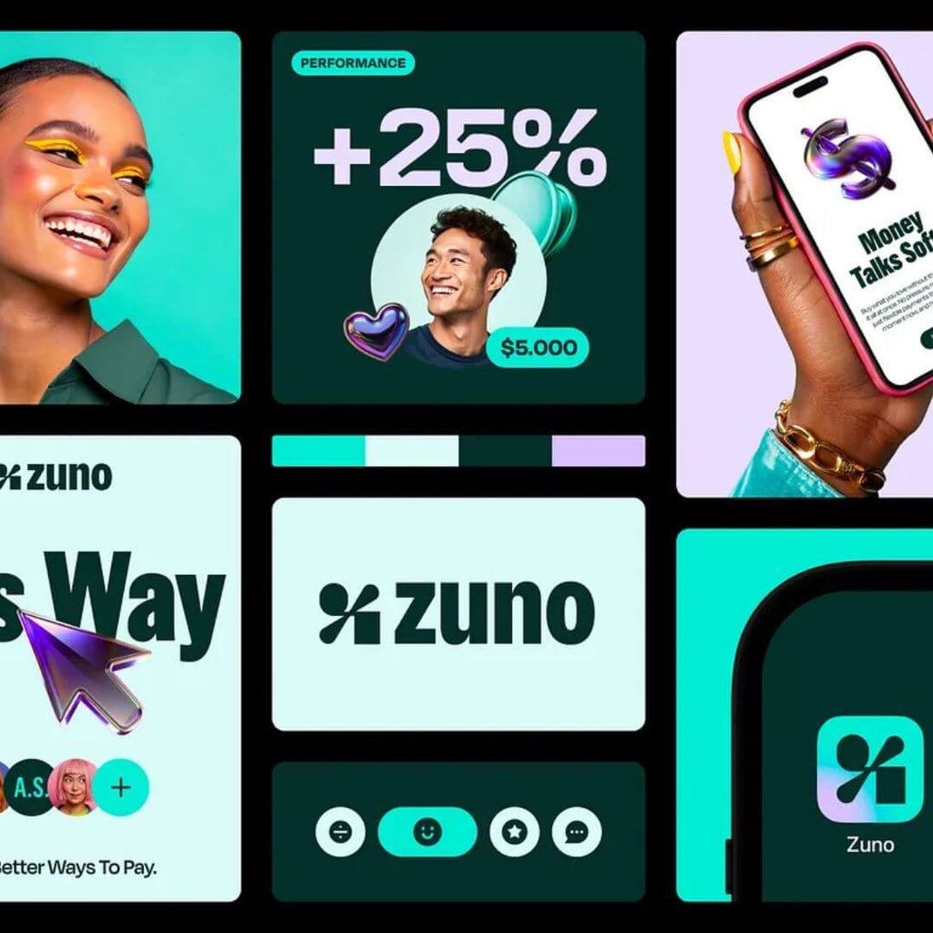 Branding - The Growth product showcasing diverse branding materials and marketing designs for Zuno.